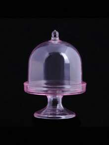 12pcs Tray-type Candy Box, Wedding Transparent Plastic Box, Creative Favor Box, Birthday Party Dessert Container - Pink - View 4