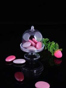 12pcs Tray-type Candy Box, Wedding Transparent Plastic Box, Creative Favor Box, Birthday Party Dessert Container - Pink - View 3