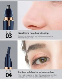1入組男女四合一小型電動修剪器,電池供電,適用於眉毛、鬢角、鼻毛、唇部、腋下等部位