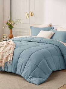Bedsure Down Alternative Comforter Sets, 2/3Pcs, Basket Weave Pattern Comforter Sets Box Stitching Duvet Insert, Lightweight All Season Bed Comforter Set - Mineral Blue - 查看 1
