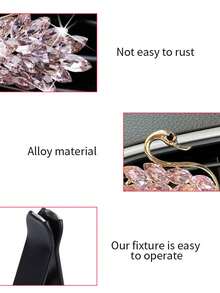 1pc Swan Shaped Car Air Vent Decoration Aromatherapy Clip With Rhinestone For Car Air Conditioner Perfume - Pink - View 4