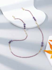 1pc Crystal Stone & Metallic Eyeglass Chain - Purple - View 3