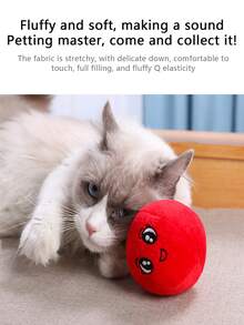 Durable Cartoon Cute Plush Toy Apple Cat Shape With Sound For Pet Molar & Interactive Play - Red - View 3