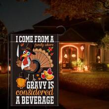1pc Garden Flag For Thanksgiving Decorations With Turkey Print, Double-sided Design - Multicolor - View 3