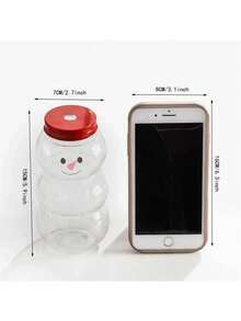 1個500ml/17oz的聖誕雪人奶茶瓶,透明果汁和飲料塑料容器,不帶吸管