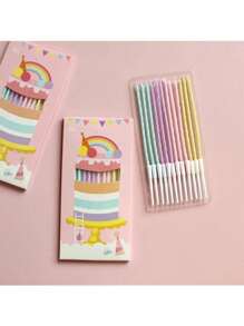 Box Of 12 Birthday Candles - Long, Spiral, Macaron Colored Candles For Cake Decoration And Baking - Multicolor - View 3