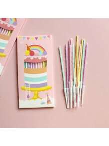 Box Of 12 Birthday Candles - Long, Spiral, Macaron Colored Candles For Cake Decoration And Baking - Multicolor - View 1