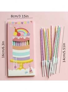 Box Of 12 Birthday Candles - Long, Spiral, Macaron Colored Candles For Cake Decoration And Baking - Multicolor - View 2