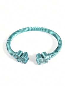 A Colorful Quatrefoil Joint Spray Painted Copper Bracelet Opening - Purple - View 8