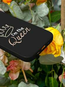 1pc Handpainted English Slogan Crown & Message Printed Phone Case Compatible With IPhone/Samsung - Multicolor - View 3