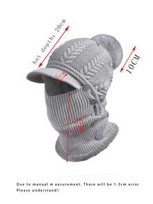 1 件女士冬季加厚羊毛帽围巾组合，镀锌贝雷帽设计，保暖内衬，针织无纽扣无檐帽，适合冬季骑行和保暖 - 灰色 - 查看 4