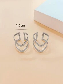 2入組男女適用的雙層v型戒指,簡單的銀色可調式開口手指環,派對裝飾珠寶,聖誕和新年送女友的禮物 - 銀色 - 查看 2