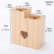 1 件情人節木製二合一心形燭台,餐桌裝飾帶高低組裝燭台 - 卡其色 - 查看 2