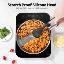 600℉ Heat Resistant Kitchen Utensil: U-Taste 13.6" Silicone Cooking Tools Gadgets Set, Non Stick Solid and Slotted Turner Spatula, Mixing Spoon, and Soup Ladle (5 Pieces)