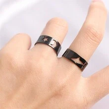 20入組/包時尚簡約不鏽鋼多色葉子、花朵和心形設計中空戒指。男女適用的日常配戴、派對和贈禮