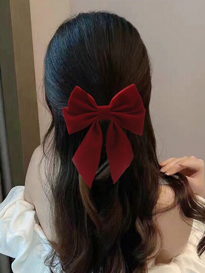 1pc Fashionable High-Grade Red Bow Headwear Hair Clip, Suitable For Daily And Wear Cute Valentine's Day Valentines Hair Accessories For Women Claw Clips Hair Claws Hair Barrettes, School Stuff, Elegant, College, Christmas, Bows