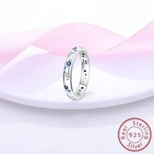 925 Sterling Silver Shining Star & Moon Ring, Women's Wedding Ring, Engagement Jewelry, Anniversary Gift - Silver - View 3