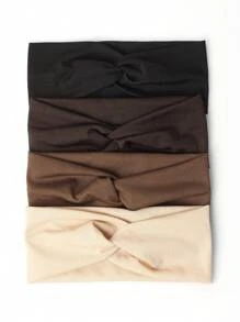 4条/套纯色交叉弹力发带，适合日常休闲、健身、秋冬季佩戴，可作头巾、发带、吸汗带、发饰，适合女士度假装扮，优雅围巾，柔软头巾