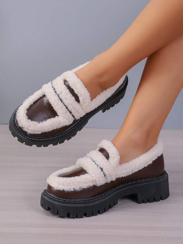 Thick-Soled Fashionable Women's Boots Thermal Lined Fashionable All-Match Shoes Slip-On Ankle Boots For Women