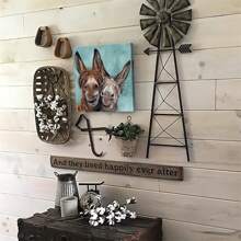 1張鄉村農舍驢子畫布圖片,有趣的動物牆壁裝飾海報,適用於臥室辦公室鄉村裝飾,無框 - 彩色 - 查看 4