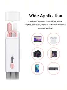7 In 1 Cleaner Kit, Suitable Compatible With Airpods Cleaner Kit Including Screen Cleaning Spray, Washed Flannelette, Hidden Brush, Key Extractor, Detachable Memory Stick,Cleaning Nib, Phone Holder, Density Brush,Laptop Keyboard Cleaner Kit - 粉色 - 查看 2