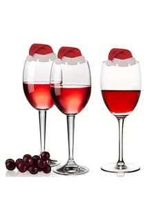 10入組6*3.6cm紙質聖誕帽,酒杯裝飾卡,派對餐具用品