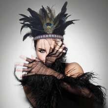 羽毛頭飾,孔雀服裝女性羽毛頭飾皇冠髮箍派對用 - 黑色 - 查看 4