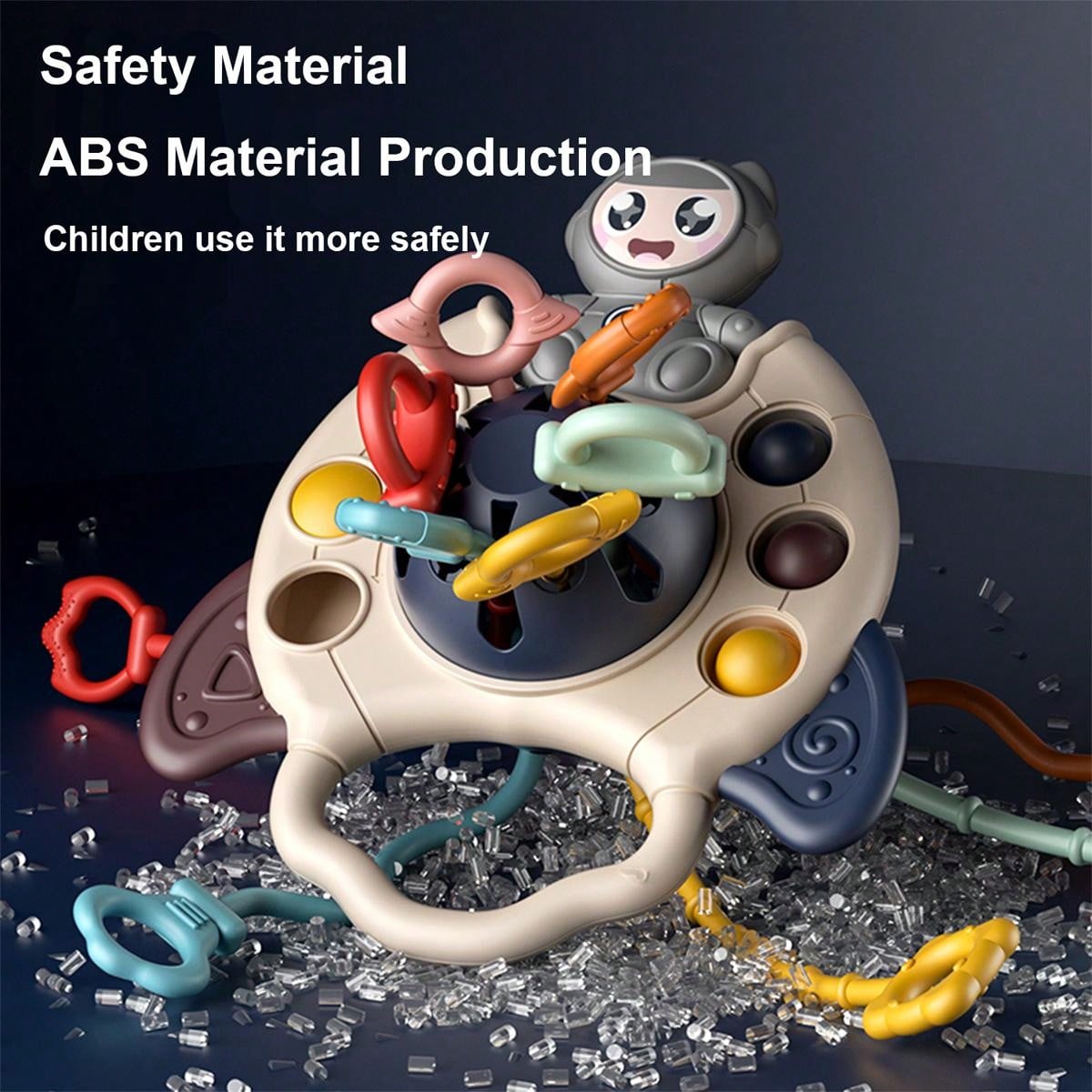 Baby Grasp Ball Toy, 3in1 Sensory Toy With Teether/rattle/grasp Ball