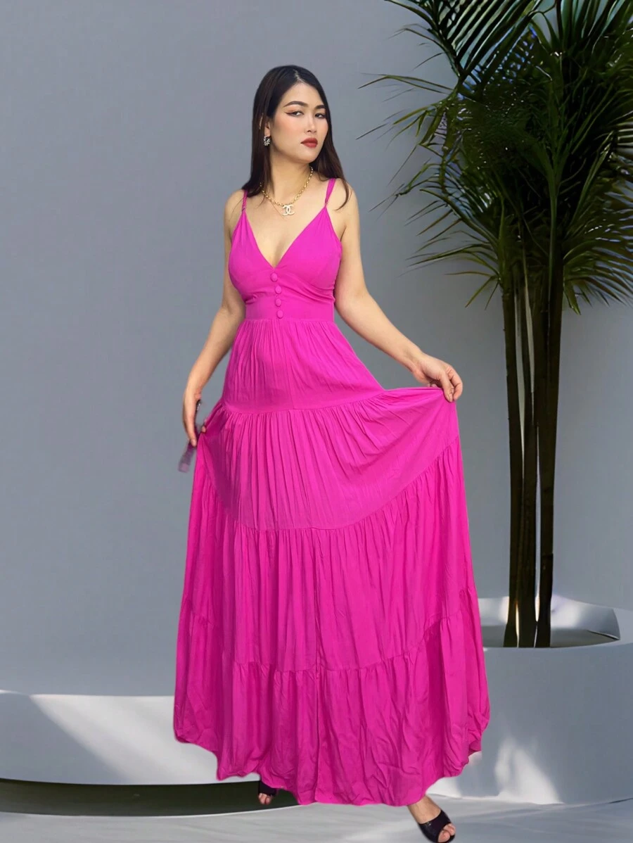 Women Dresses - 玫紅色 - 查看 1