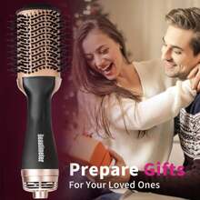 Beautimeter Hot Air Brush, Hair Dryer Brush & Volumizer,  Negative Ionic Hair Styler For Straightening, Curling, 1000W - 黑金 - 查看 6