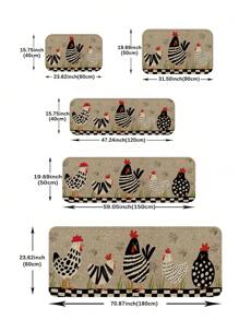 1pc Cute Chickens Floor Kitchen Mat, Modern Rooster Kitchen Rug, Rustic Non-Slip Colorful Indoor Carpet, Runner Rug, For Farmhouse Home Bathroom Bedroom Living Room Decor