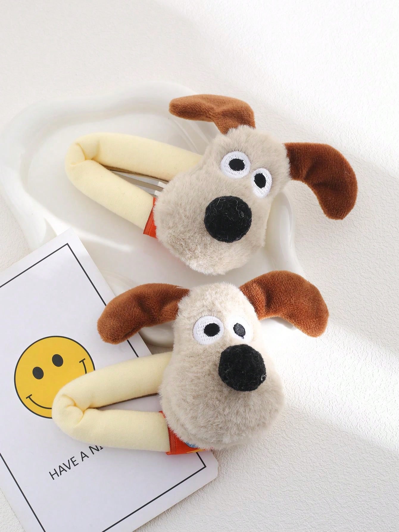 2pcs Plush Big Dog Hair Clip, Cute Sweet Cartoon Hair Accessories For