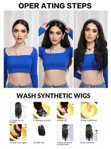 24inch Long Curly  Hairpiece Removable Headband Wig Women's Synthetic Cover Wig Natural Straight Natural Hairpiece Half Wig - Light Brown - 查看 9