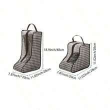 1pc Plaid Multipurpose Transparent Dustproof & Moistureproof Shoe Bag For Tall & Short Boots, With Handle - Black - View 2