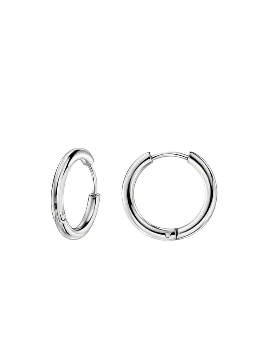 一對鈦鋼不銹鋼線圈耳釘時尚耳環圓形耳扣飾品