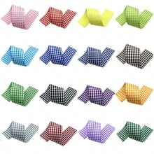 5碼長25mm寬格紋絲帶蘇格蘭黑白紅絲帶手工diy製作弓禮品包裝絲帶 - 彩色 - 查看 10