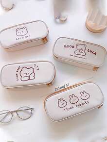 1pc Student Large-capacity Bear Pattern Pencil Case And Stationery Bag - Multicolor - View 3