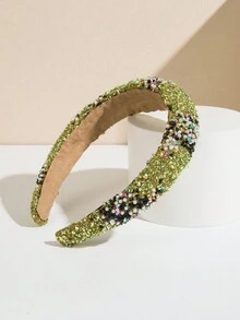 1入韓國風格女士彩色寶石、水晶和珍珠裝派對髮帶