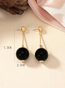 1pair Geometric Resin Long & Fashionable & Simple & Personalized Pendant Earrings - Red - View 10