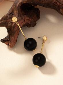 1pair Geometric Resin Long & Fashionable & Simple & Personalized Pendant Earrings - Red - View 5