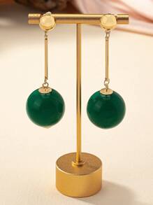 1pair Geometric Resin Long & Fashionable & Simple & Personalized Pendant Earrings - Red - View 7