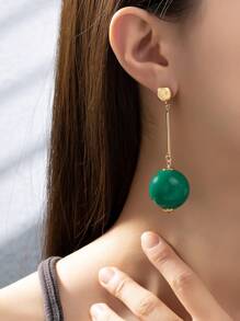 1pair Geometric Resin Long & Fashionable & Simple & Personalized Pendant Earrings - Red - View 2