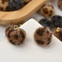 20pcs 1.5cm 8-Color Leopard Print Faux Mink Fur Pom Pom Pendant For Diy Earrings, Necklace And Craft Making - 20pcs - View 6