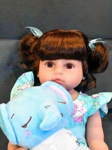 Brastoy Boneca Bebê Reborn Elefantinho 48cm 100% Silicone Com Pelúcia Roupas e Acessórios Completo