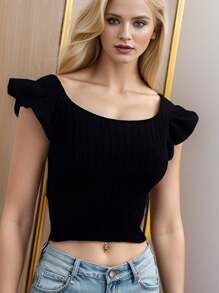 Women Knit Tops - 黑色 - 查看 1