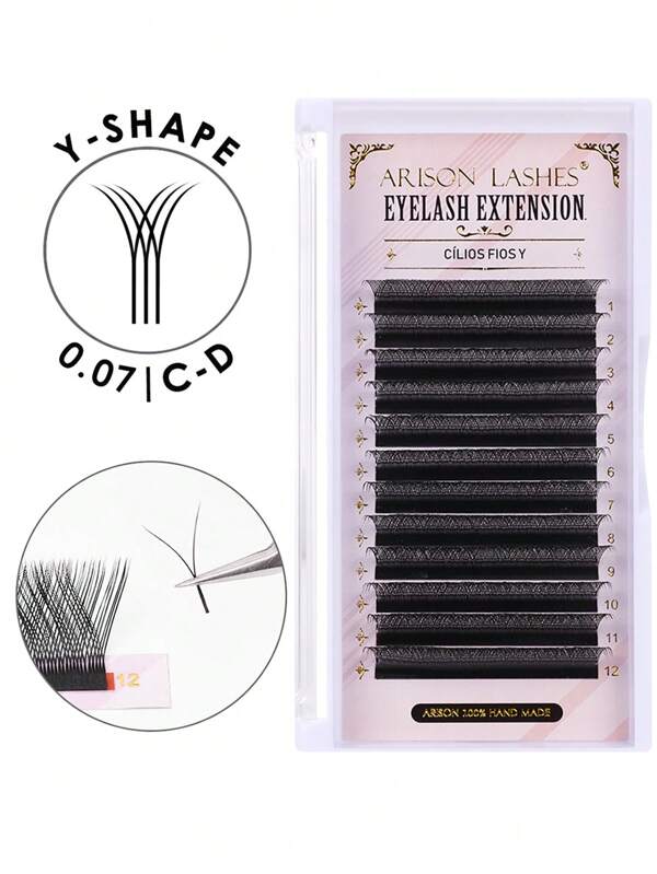 تمديد رموش ARISON 0.07 C/D بشكل Y ذو طرف مزدوج 2D لرموش عيد الميلاد الفردية ذات الحجم الكثيف للاستخدام المهني في صالونات التجميل بالجملة
