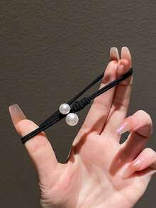 12入組女式簡約彈性假珍珠髮帶