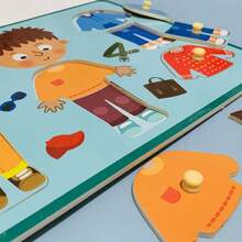 1入1-2-3歲兒童木質抓板拼圖配對積木玩具,適用於男孩智力開發和早期教育