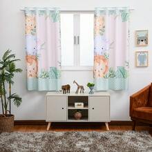 Cortina Infantil Safari Blecaute Blackout 2,00 x 1,40 Decoração, Quarto, Criança - Castanho - Visão 2