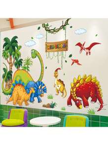1 miếng dán tường hình khủng long hoạt hình dùng để trang trí phòng trẻ em, trang trí tường lớp học mẫu giáo, quà tặng tiệc mừng em bé chào đời, trang trí gia đình - Nhiều màu - Xem 4